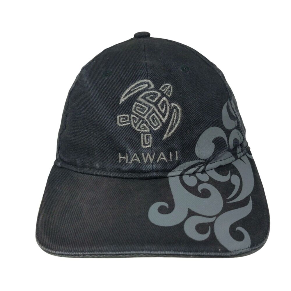 Hawaii Slideback Hat Black One Size Adjustable Embroidered 6 Panel Surfware